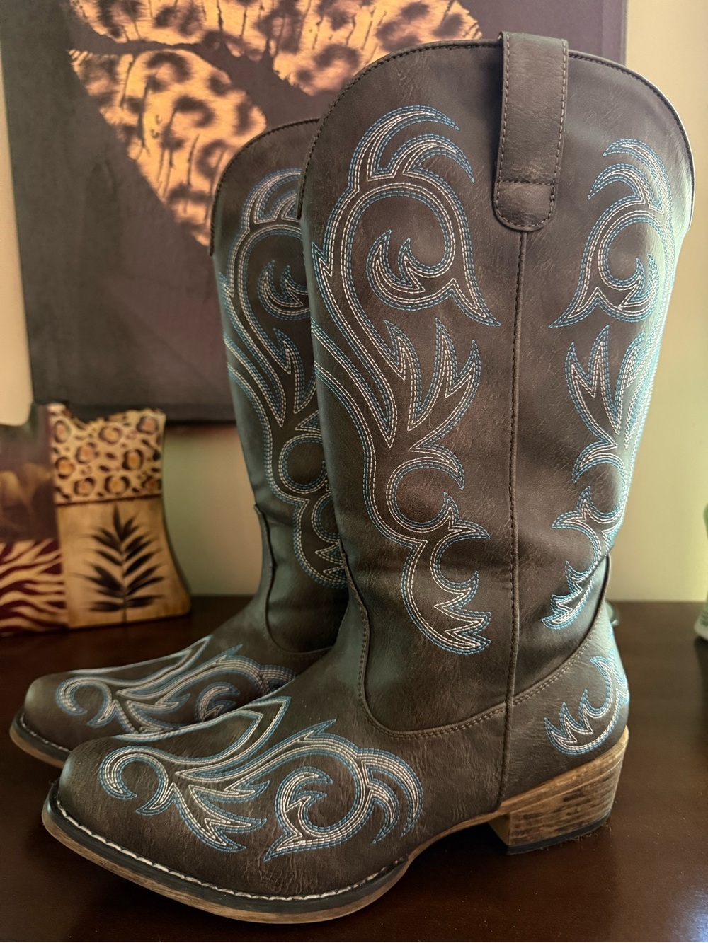 Roper Riley Womens Brown Faux Leather western Cowboy Boots